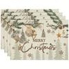4pcs, Pine Branch Ornament Merry Christmas Placemats, 12X18 Inch Seasonal Winter Table Mats for Party Kitchen Dining Decoration