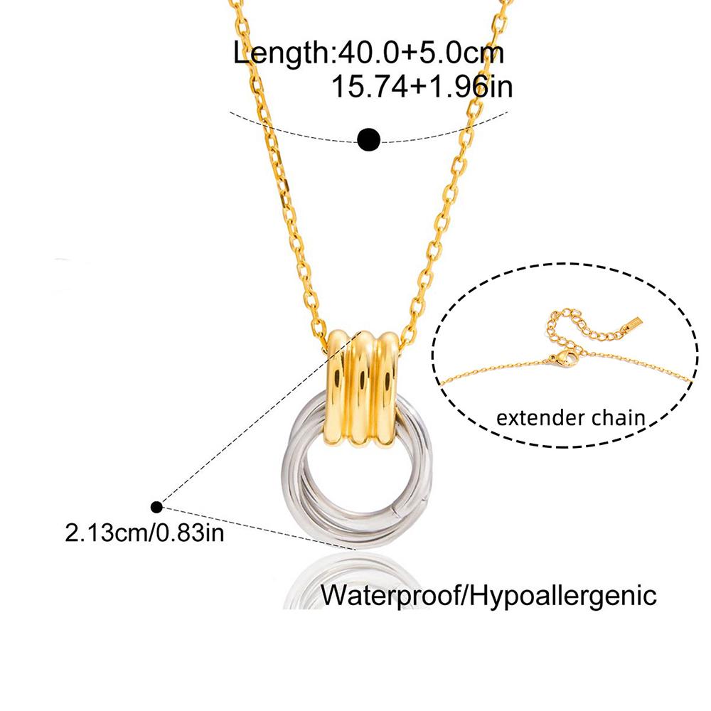 

Vintage Gold Silver Mix Color Multilayer Circle Twist Knot Pendant Necklace Gold Plated Stainless Steel Statement Jewelry Gifts