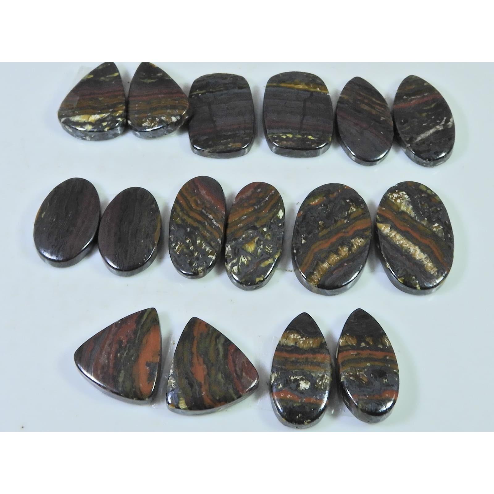 

160Cts. Natural Iron Tiger Matched Pair Mix Cabochon Gemstone 08 Pair Lot C-380