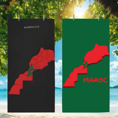 M-Morocco Map Flag Towel Microfiber Beach Towel, Quick-Dry, Sand-Free, Ultra-Fine Fiber, Super Soft.