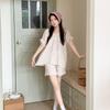 Pure cotton double-layer yarn pajamas women's summer breathable loose short-sleeved shorts can be worn outside loungewear two-piece set