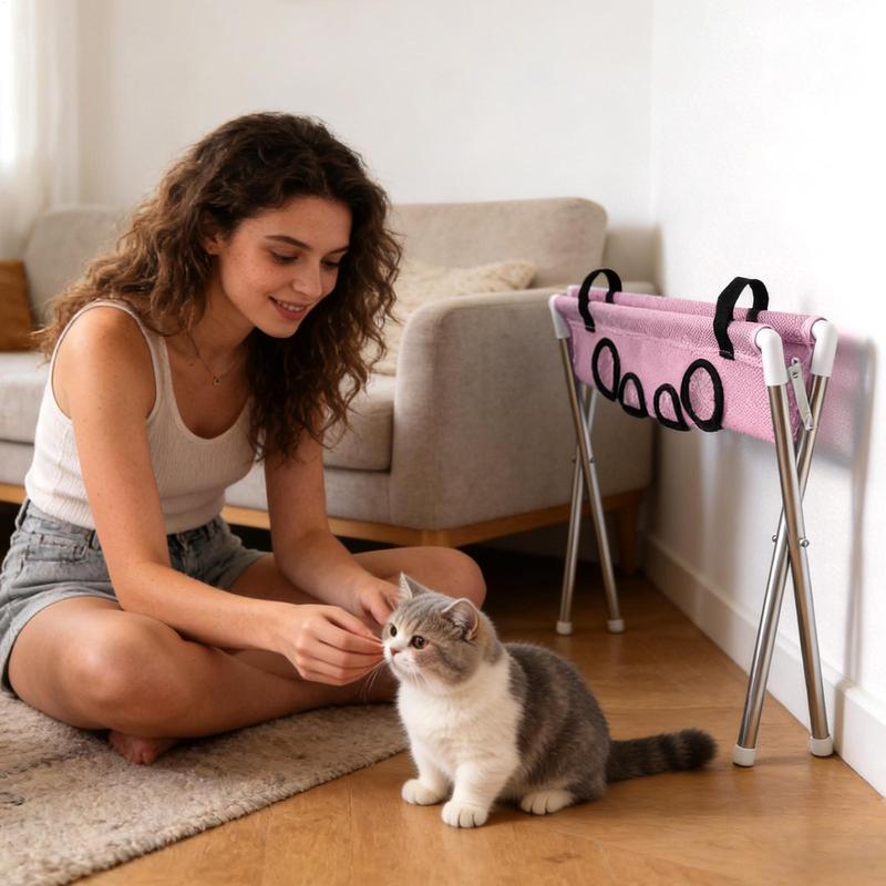Pet Bathing Hammock Stand Foldable Dog Cat Grooming Drying Table Breathable Mesh Bath Helper for Small Pets