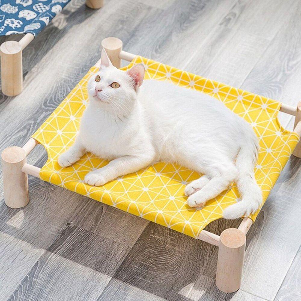 Portable Swing Bed Wooden Frame Cooling Bed Pet House Elevated Bed  Indoor Use