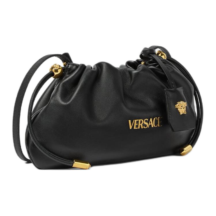 Versace Tag Borsa Brand Metal Logo Lambskin Clutch Mini Women clutch Black 1021699-1A13171-1B00V