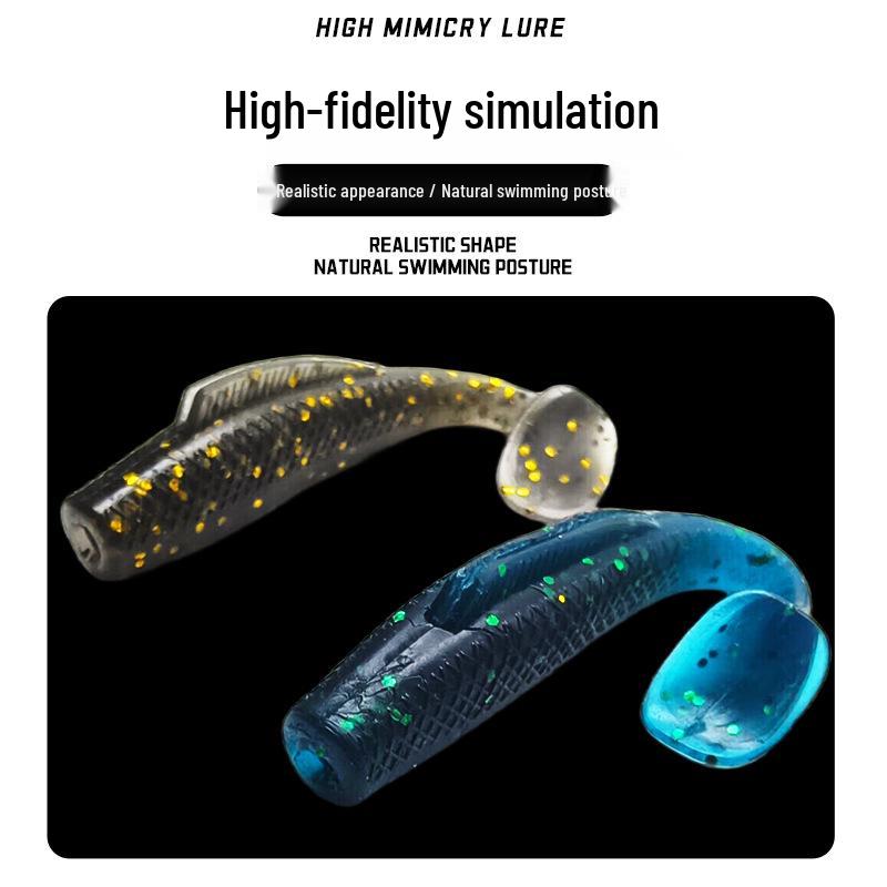 Schwimmender T-förmiger Weichköder: Schwarzer Bionic-Köder für Barsch, Mandarinfisch und Wurzelfisch