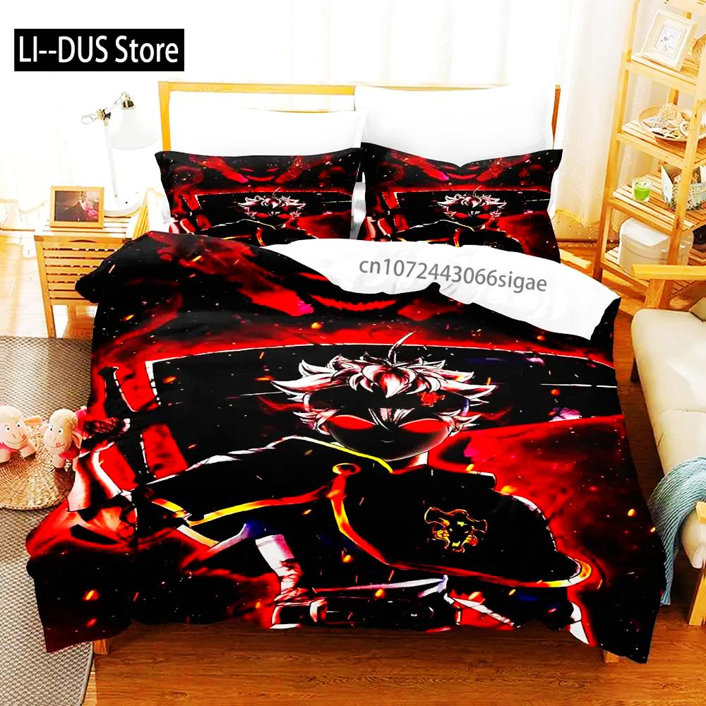 Black Clover Bedding Set Single Double Full Queen King Size Anime Duvet Cover Set For Adults Boys Quilt Cover Pillowcase