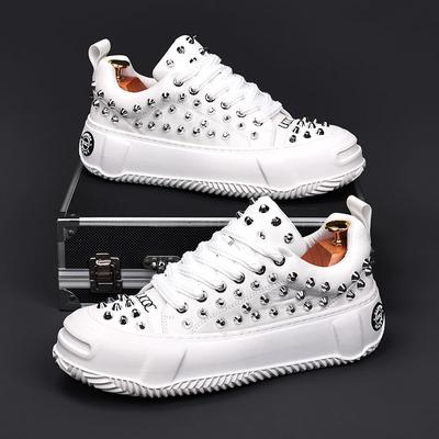 Fashion Luxury Designer Men's Punk Rivet Thick Bottom Lace Up Shoes Causal Flats Moccasins Male Rock Hip-hop Walking Sneakers