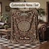 Elegant Floral Frame Theme Throw Blanket Custom Name Text Personalized Blanket Soft Cozy Blanket for Home Sofa Bed