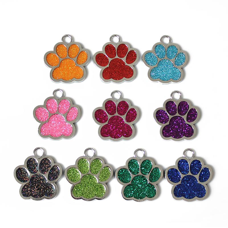 30pcs/lot 40mm Big Paw Print Pendant Charms For Jewelry Making Glitter Hang Charm DIY Keychain Pet Collar Accessories