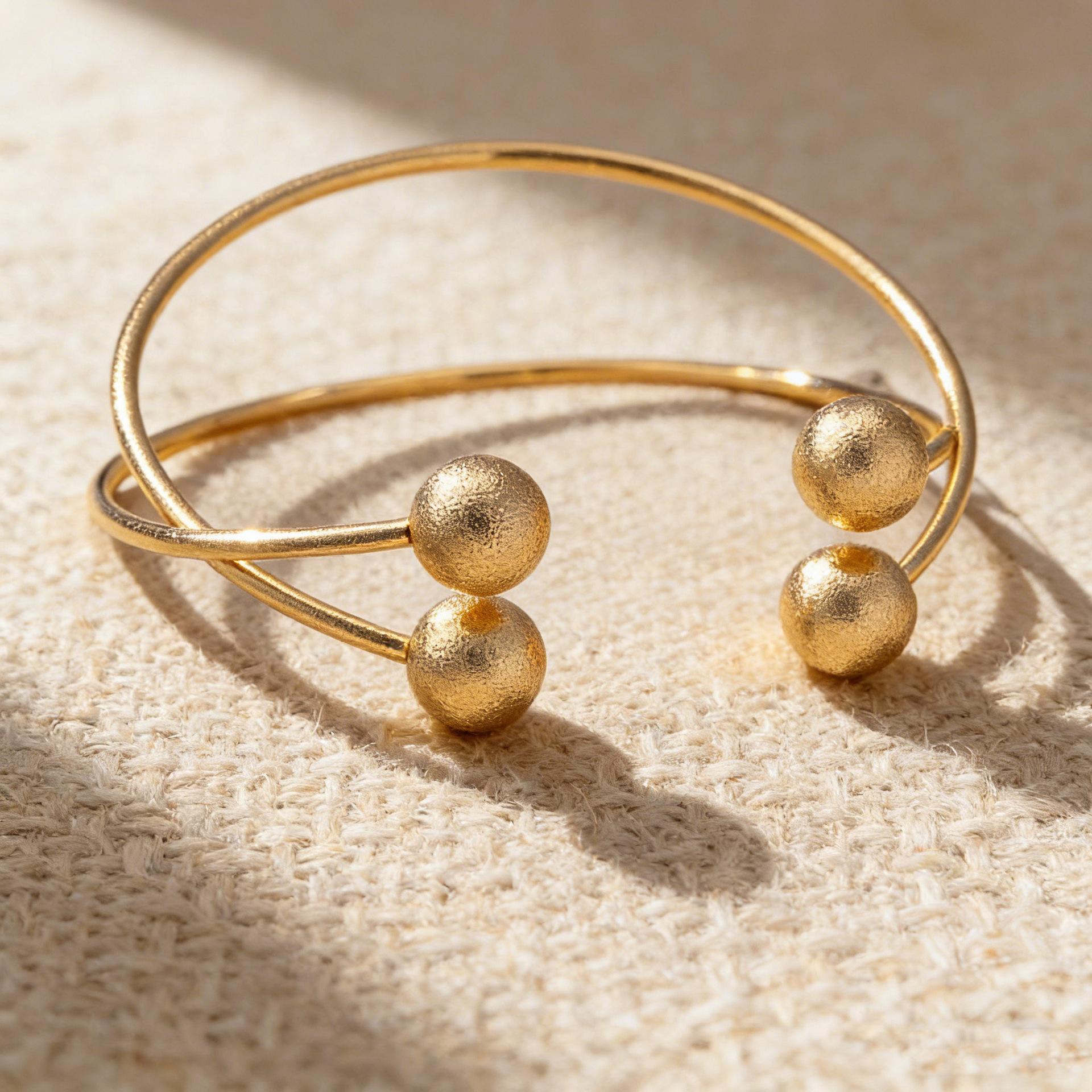 Персонализированный простой браслет с двойным шариком и раскрывающимся крестом, позолоченный, модный тренд