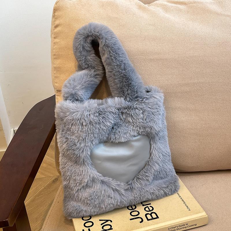 Fashion Love Bag Plush Handbag Women's New Casual