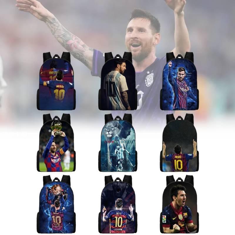 2024 New Mbappe Messi Ronaldo Neymar Football Print Backpack Lunch Bag Pencil Case Set Durable Polyester Cute Geometric Design