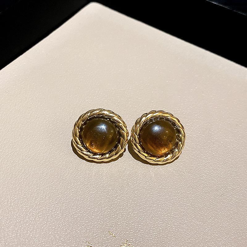 Silver Needle Geometric Irregular Resin Y2K Earrings - Retro Stud Ear Accessories for Women