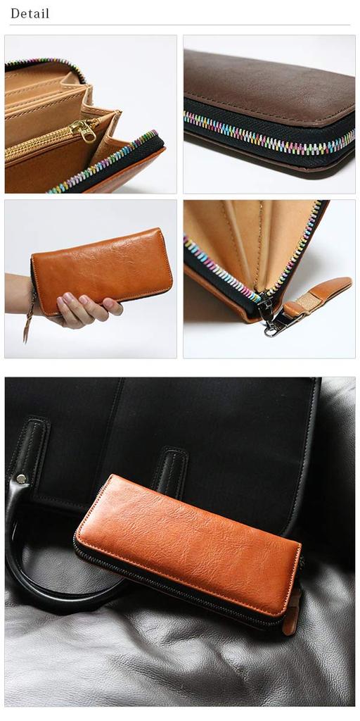 Black Adult Genuine Leather Cowhide Long Wallet Wallet Tochigi Leather Tochigi Leather Long Wallet Round Zip Round Zipper Long Wallet Large Capacity