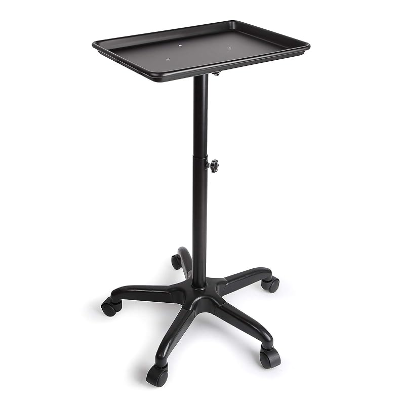 Aluminium Salon Instrument Tray, Height Adjustable Trolley Cart Tray Station on Wheels for Salon Tattoo Spa Beauty Service Holder Tool Storage