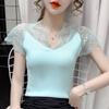 Summer Short Sleeved T-shirt with Lace Base Summer Women's Design Sense Small Shirt Top