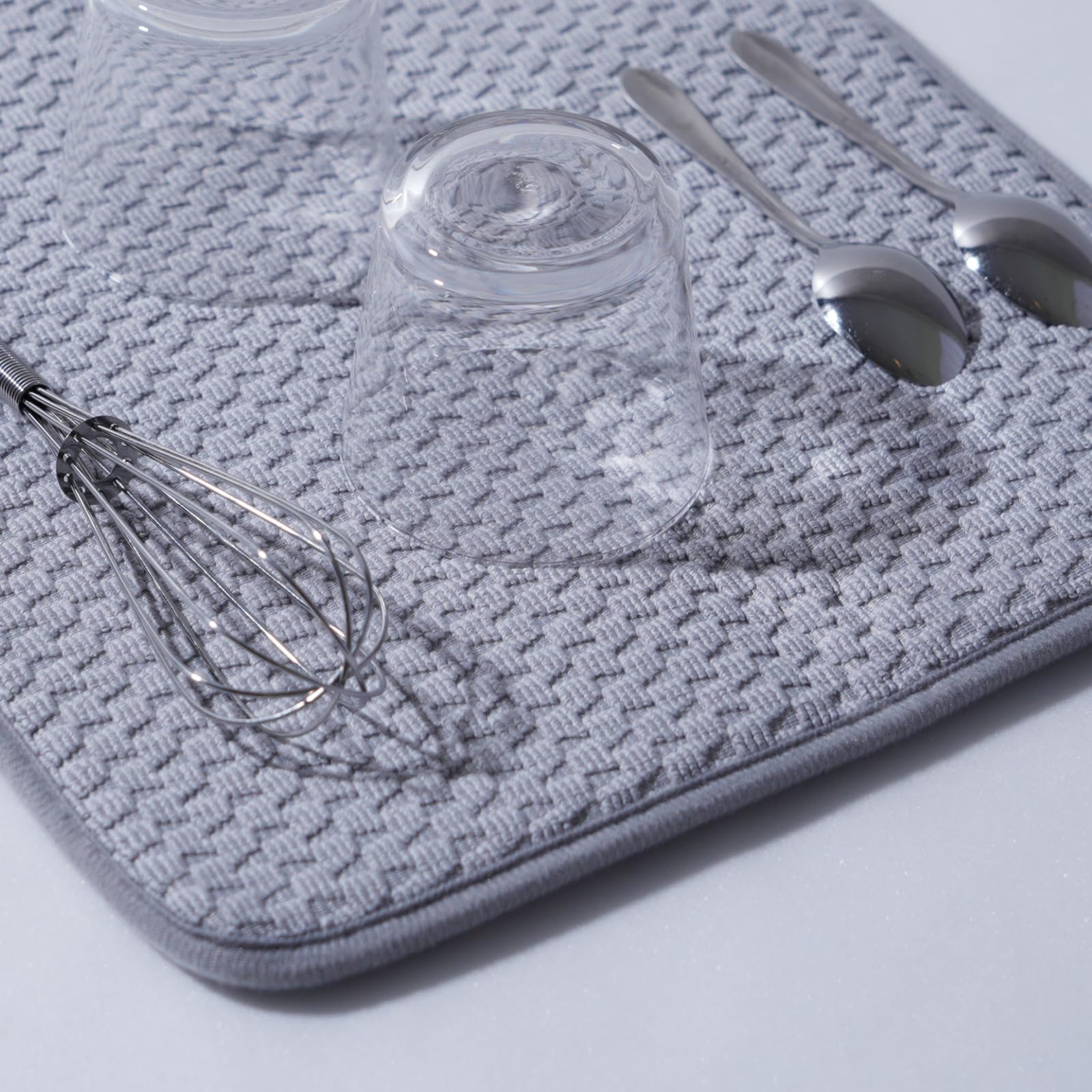 

atRise Kitchen Dish Draining Available in 6 Colors and 3 Easy Hanging Dish Dish Drying Mat Mat, Sizes, Storage, Storage, Absorbent, Drainer, Washable, серый