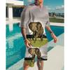 Summer Fashion Men's Personalized Fun Animal 3D Printing Two-piece Set Fashionable Comfortable Breathable Loose Large Size Sports Wear