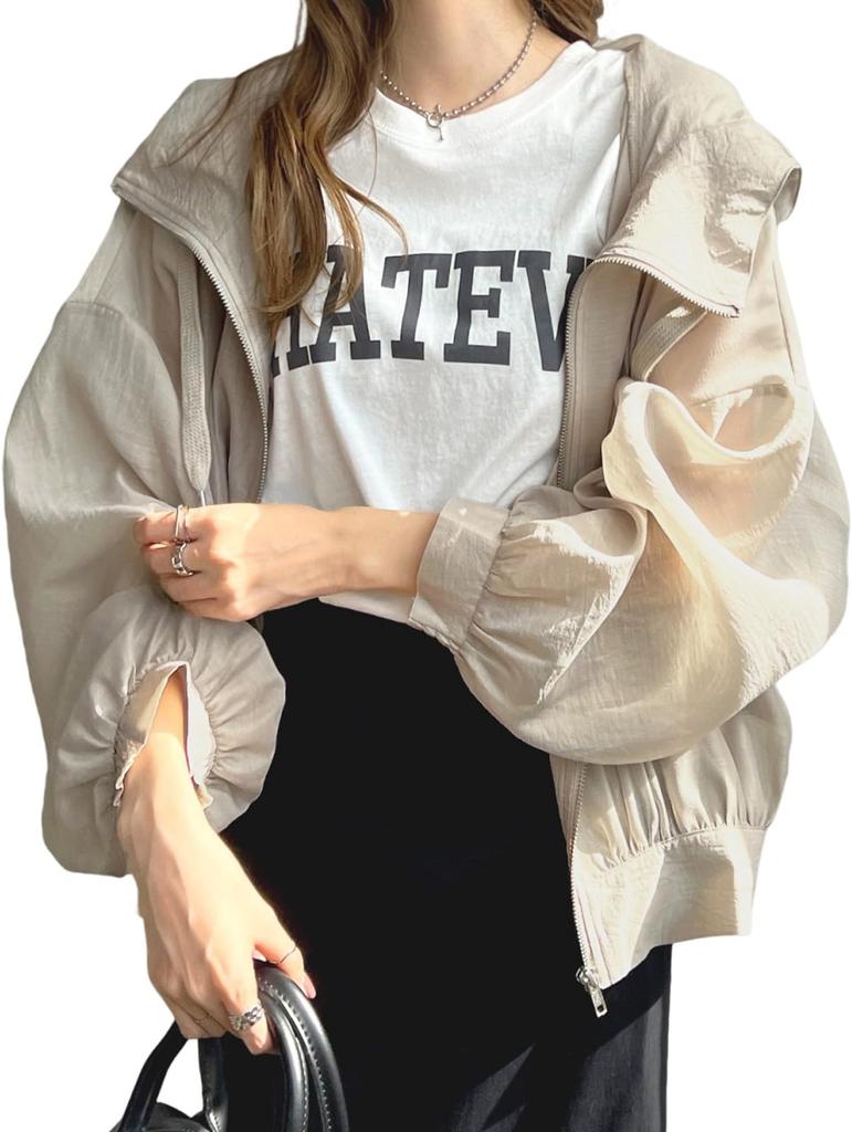 Airby Sun Protection Lightweight Cool and Perfect for Town and Street Size Women's Jacket, See-Through, Wear, Beige, L, 5S-A21-BEL