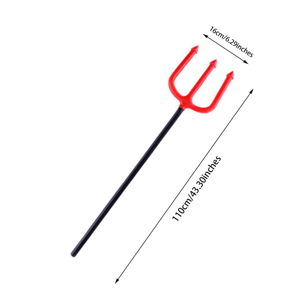 Devil Pitchfork Prop Plastic Devil Halloween Costume Accessories Red Fork Staff Masquerade Cosplay Party Supplies For Adults Kid
