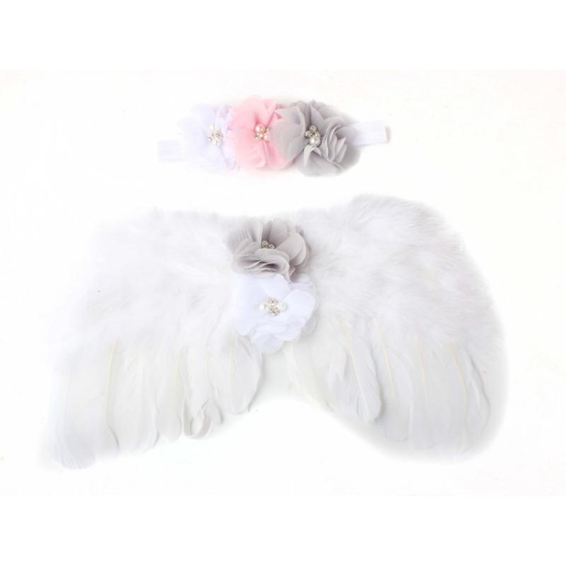 New Baby Angel Wing Set, Children's Photo Props, Wing Headband, Feather Rhinestone Set.