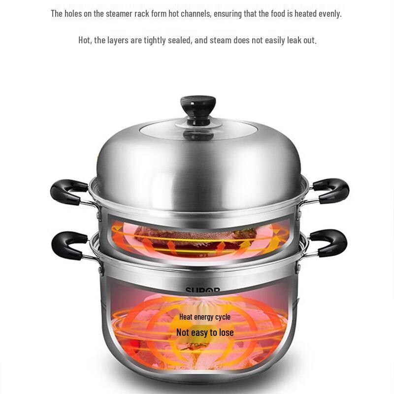 SUPOR 304 Stainless Steel Double-Layer Steamer Pot