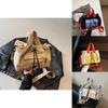 Fashion Color Blocking Design Neutral Drawstring Canvas Shoulder Crossbody Bag For Casual Girls Daily Use