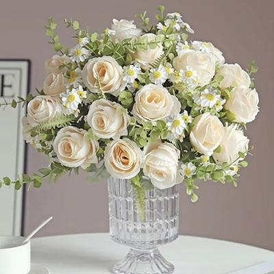Silk Rose Artificial Flowers Diy Wedding Home Christmas Decoration Wreath Bridal Bouquet Dining Table DIY Photo Shooting Artwork