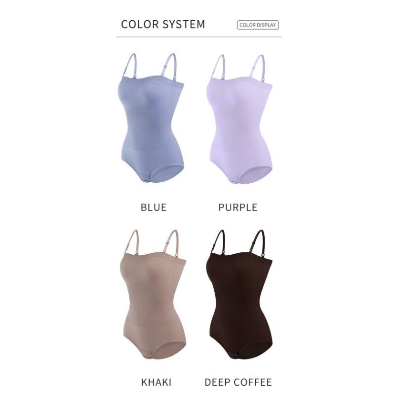 Solid Color Seamless Strappy One Piece Tummy Control Body Shaper For Women