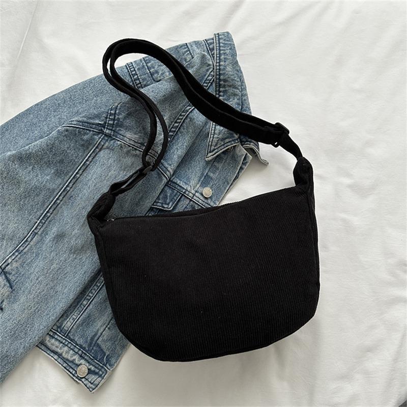 Large Capacity Corduroy Shoulder Bag Cotton Cloth Handbag Handbag with Coin Purse Korean Style Tote Bag Solid Color Shoulder Bag