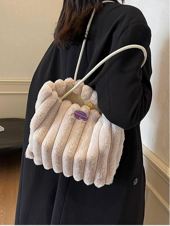 Women's Large Capacity Furry Tote Bag - Versatile Cross-Border Commuter Handbag