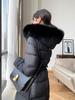 Women's Luxurious Slimming Hooded White Duck Down Jacket with Fox Fur Trim
