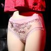 Women Panties Size Low Waist See-through Thin Solid Color Plus Triangle Quick-dring Open Crotch Flower