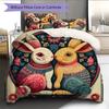 Vintage Rabbit Pattern Bedding Home Decoration Birthday Gift (1 * Duvet Cover + 2 * Pillowcase, Without Core)