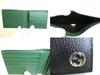 Authentisches GUCCI GG Schwarz Grün Leder Bifold Geldbörse Kompakte Geldbörse #a845 Aufgearbeitet