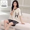 Pajamas Women'S Pure Cotton Short-Sleeved Shorts Student Cartoon Pullover Cotton Korean Version Women'S Loungewear