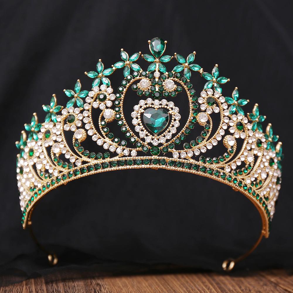 DIEZI Luxury Elegant AB Heart Crystal Tiara Crown For Women Girls Wedding Party Rhinestone Crown Hair Dress Jewelry