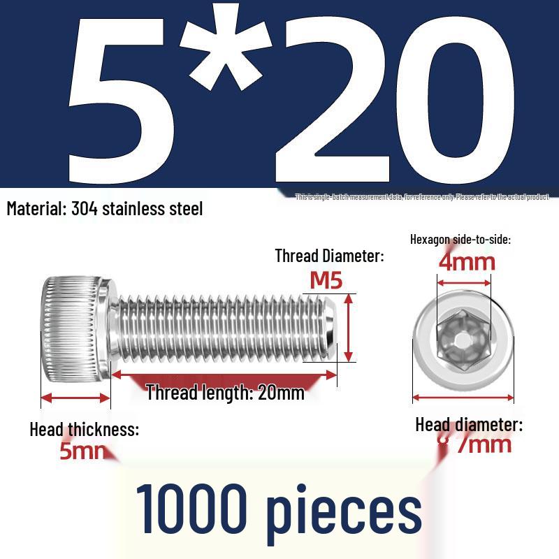 304 Stainless Steel Hex Socket Head Cap Screws, M2-M10, Extended Length