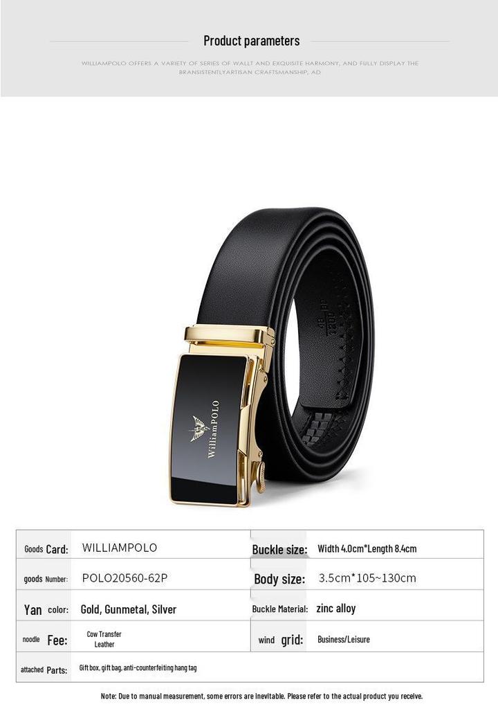 Emperor Paul Men's Genuine Leather Automatic Buckle Belt - New Style Business Casual.
