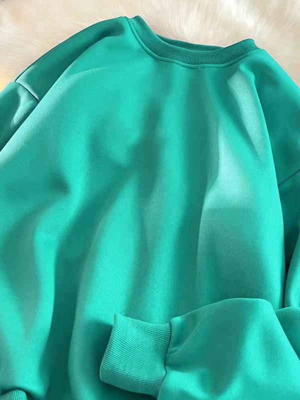 Men's and Women's Autumn/Winter Plus Velvet Solid Color Thick Loose Hoodie, 380g, 2023.