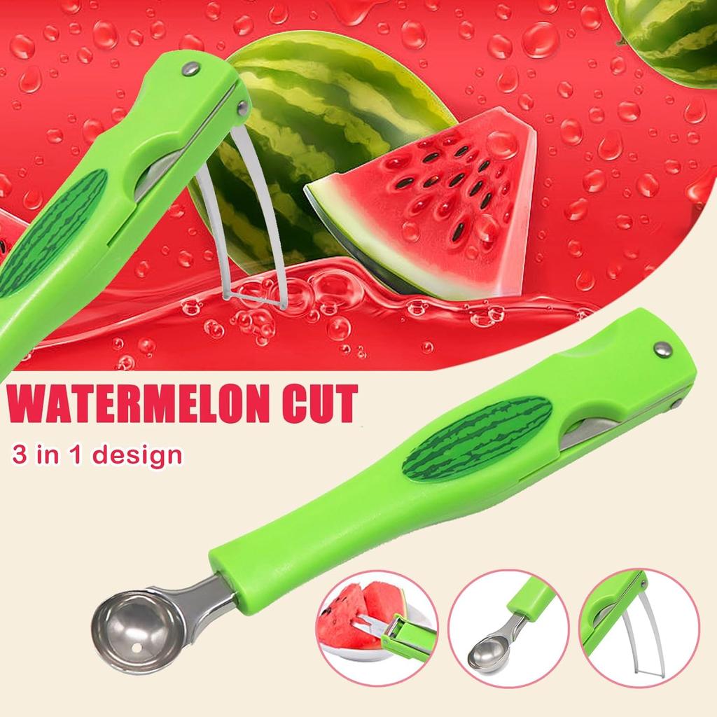 Watermelon Cutter Slicer with Melon Baller Scoop Set, Fruit Scooper Knife for Dig Pulp Separator, Watermelon Knife Fruit Cutters Shapes