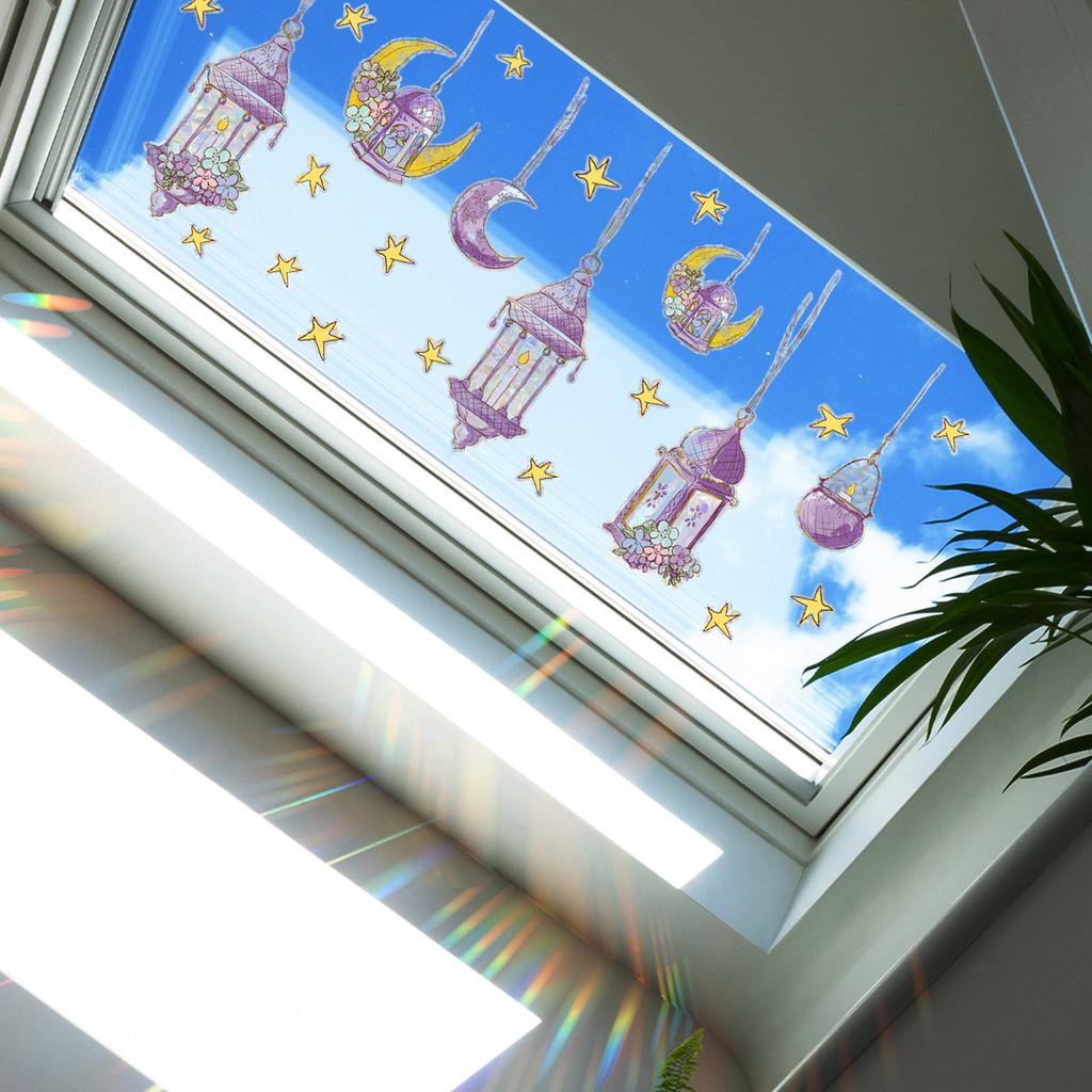 Xc6006 Color Moon Colorful Sunshine Electrostatic Sticker Window Sticker Home Window Glass Decorative Wall Sticker