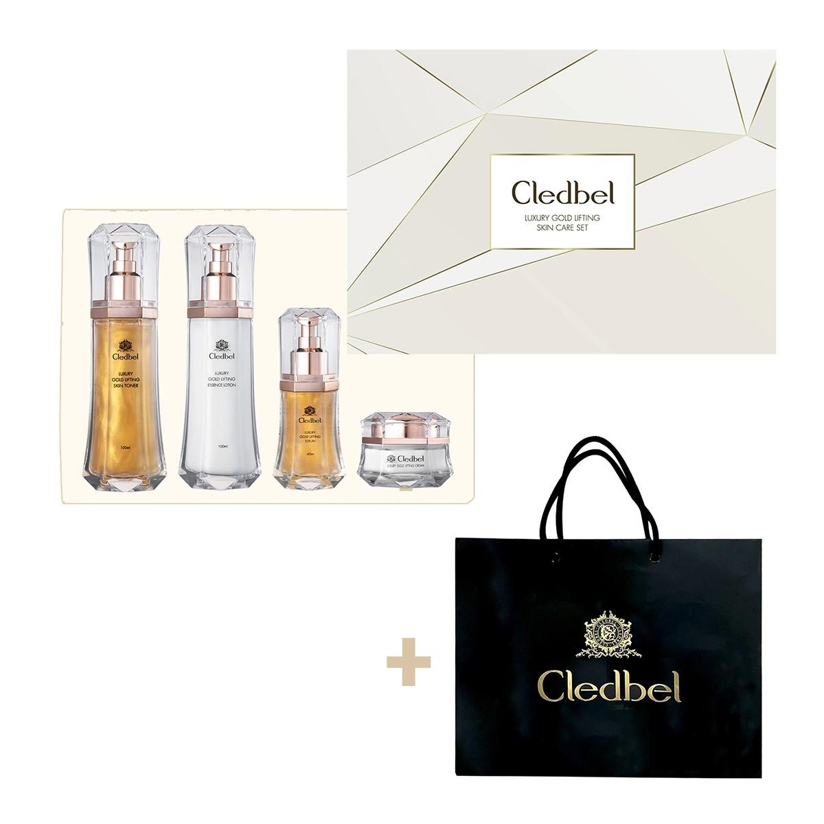 

Cledbel Gold Lifting Skincare Set Skin Toner 100ml + Essence Lotion 100ml + Serum 40ml + Cream 55ml