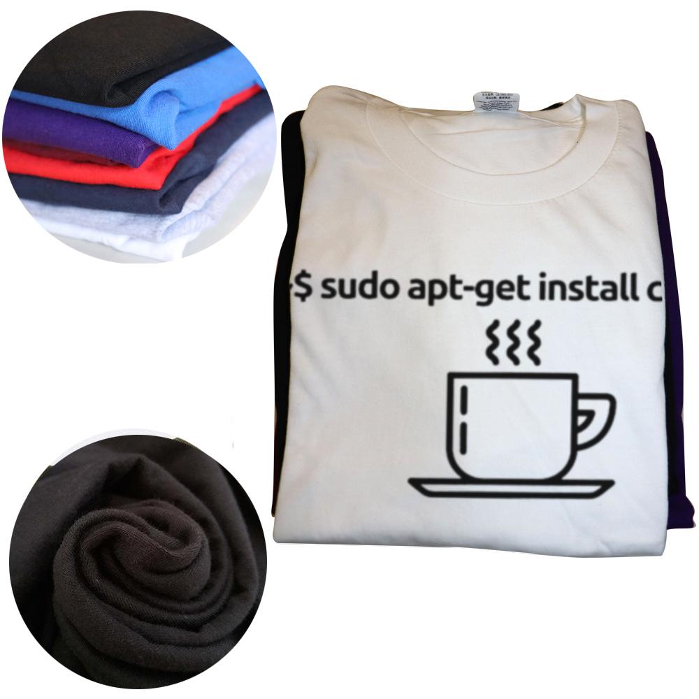 Funny UTER Programmer Code Sudo Get Install Coffee Graphic T-shirt Men Fashion Casual Tshirt 100% Cotton Loose Oversized T Shirt