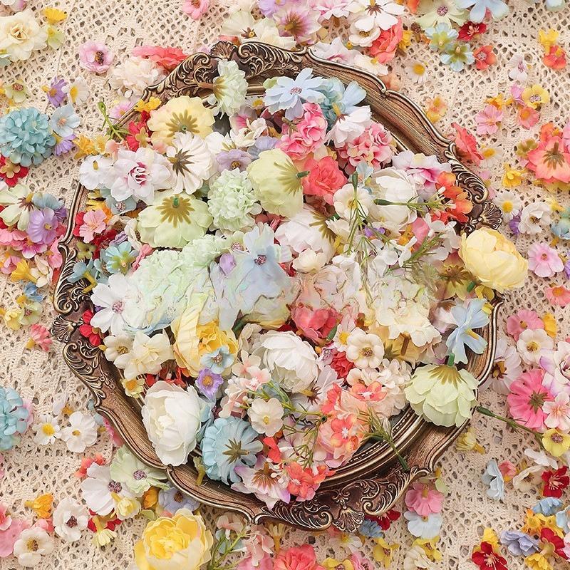 20/50Pcs Mix Artificial Flowers Silk Rose Fake Flowers Heads for Home Decor Wedding Decoration DIY Craft Garland Gifts Accessory