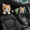 2 pièces Housse de repose-tête de voiture imprimé chat orange aux grands yeux, Tricot polyester doux et confortable, Design élastique, Ajustement universel pour intérieur de voiture