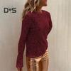 Women Tops Round Neck Long Sleeve Pullover Tops Shiny Sequins Decoration Regular Fit Blouse Daily Wear