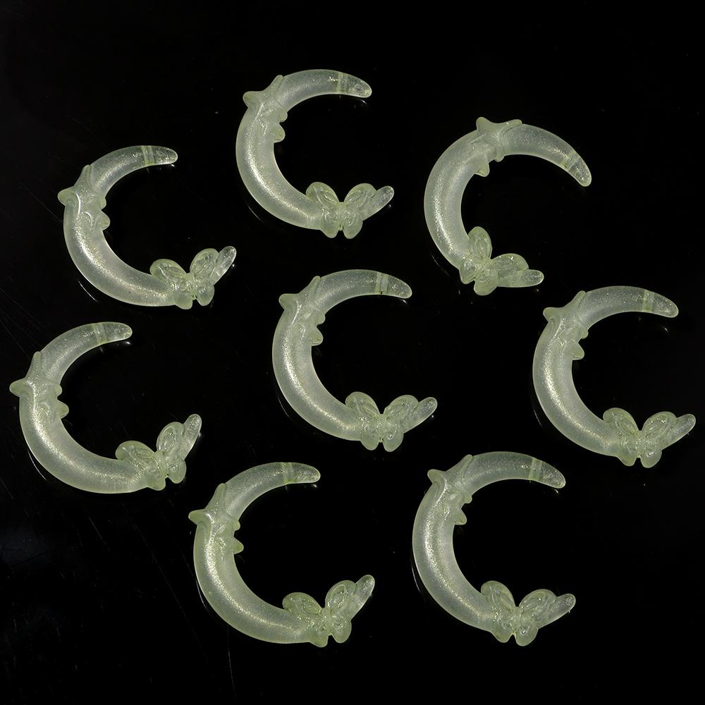10pcs/lot Moon shaped Stars Butterfly Acrylic Beads Colorful Luminous Loose Beads For DIY Charms Phone Chain Earring Accessories жёлтый