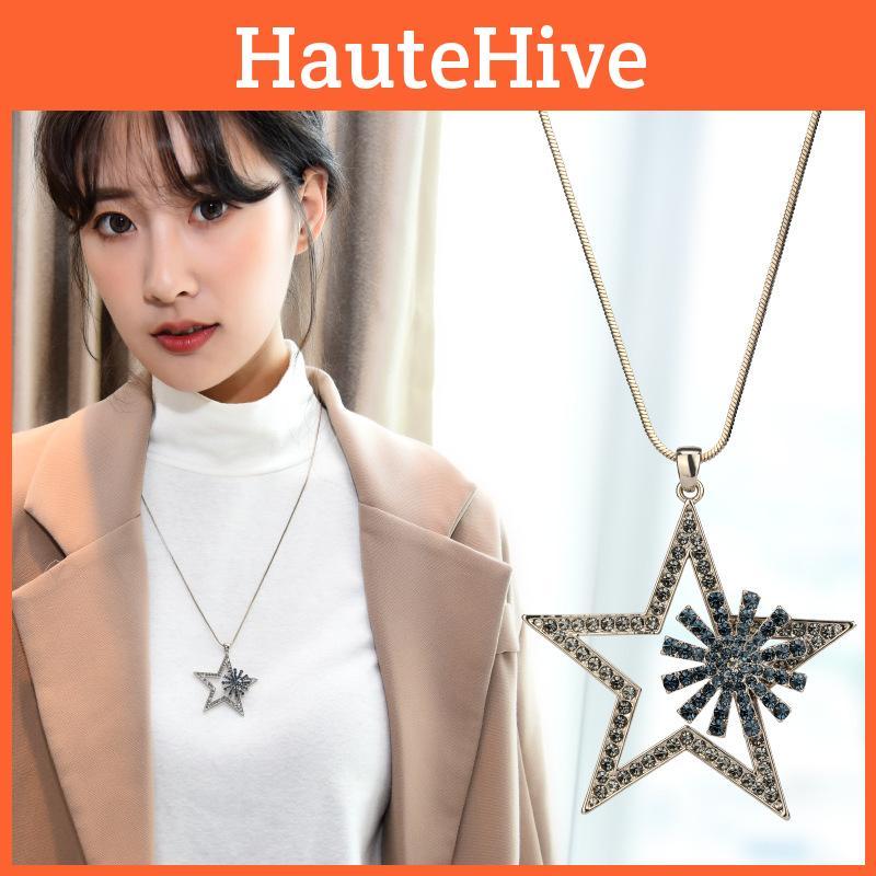 Modern Geometric Star Necklace Unique Alloy Pendant Fashion Jewelry For Gifting