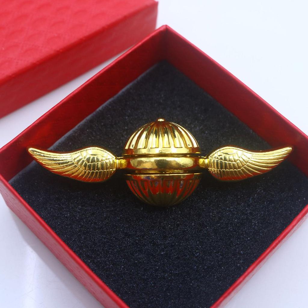 Golden Fingertip Top, Metal Silver Wings, Golden Ball, Mysterious Gift, Home Decoration, Interior Decoration